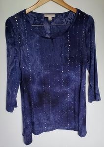 Navy Sequined Top - Medium